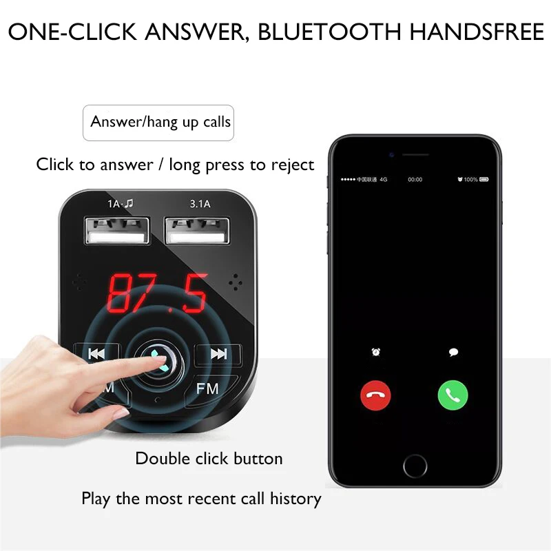 Olhveitra Bluetooth Handsfree FM передатчик с ЖК поддержкой USB Автомобильное зарядное