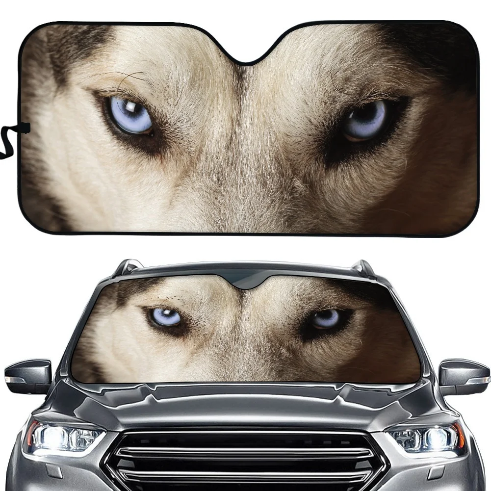 

PinUp Angel 3D Wolf Print UV Protect Foldable Front Window Sunshade Heat Reflector Car Accessories Durable Car Sun Shade