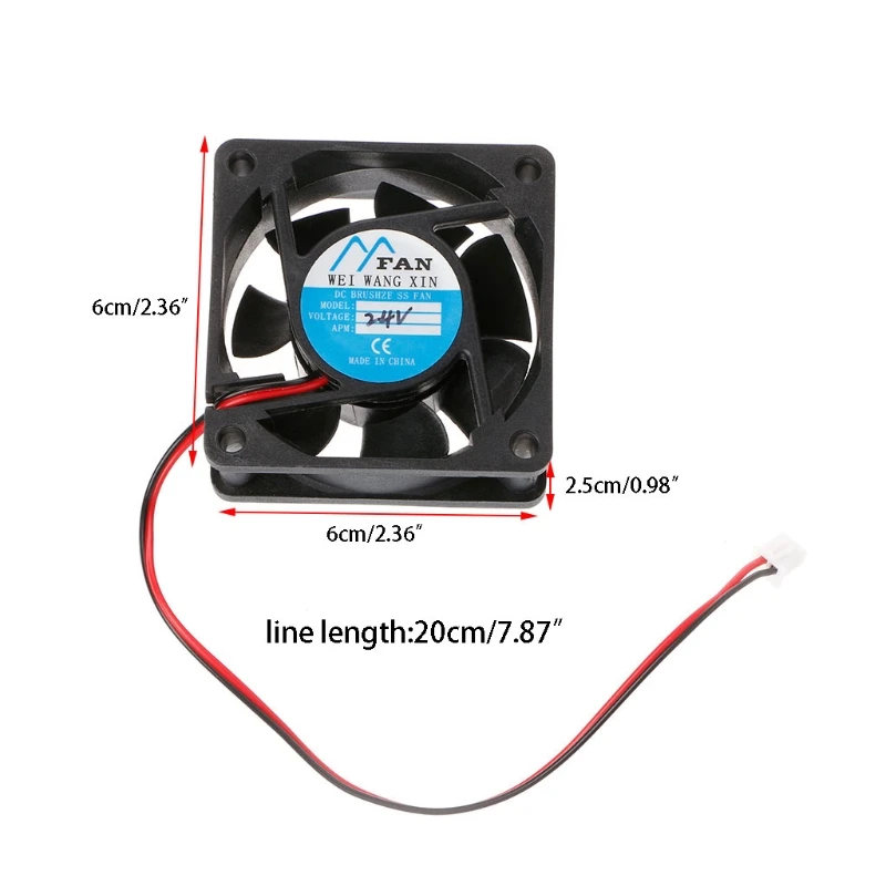 60 мм x 25 DC 12 В 24 в 2 Pin кулер безщеточный PC чехол для процессора охлаждающий