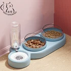 Автоматический дозатор еды для домашних животных, кормушка для собак кошек миска с бутылкой 500 мл, подставка для питья щенков, миска для еды