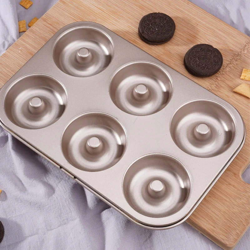 

6 Even Donuts Chocolate Nonstick Coating Mold Thick Carbon Steel DIY Handmade Round Mousse Fondant Cake Pudding Jelly Mold Tools