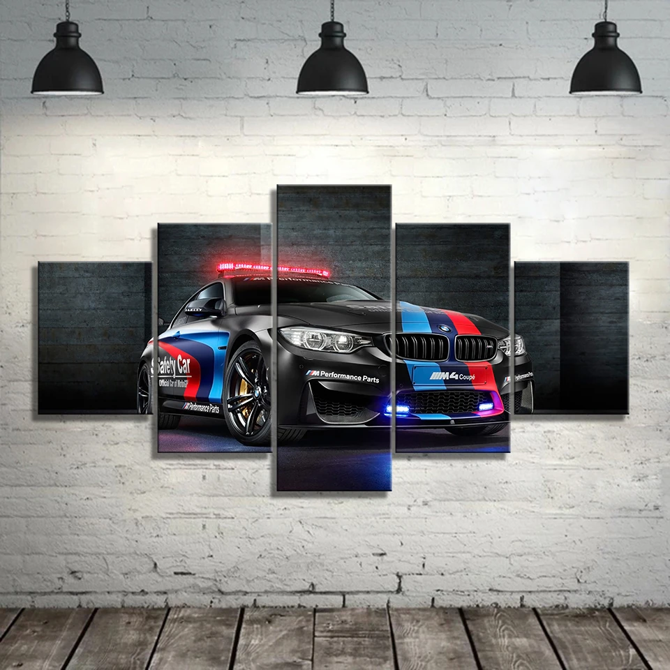 

No Framed Canvas 5Pcs BMW M4 Black Sport Car Posters Wall Art Pictures Decoration Home Decor For Living Room Bedroom Paintings