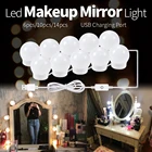 Лампа для зеркала для макияжа, 12 В, светодиодсветильник лампа в голливудском стиле для туалетного столика, настенная лампа с плавной регулировкой яркости, комплект из 6, 10, 14 лампочек для гардероба