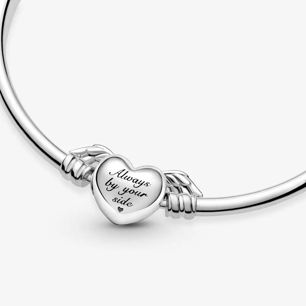 

2021 New Trendy 925 Sterling Silver Bracelet Winged Heart Bangle Chain Women Monther's Day Fashion Original Jewelry Gift