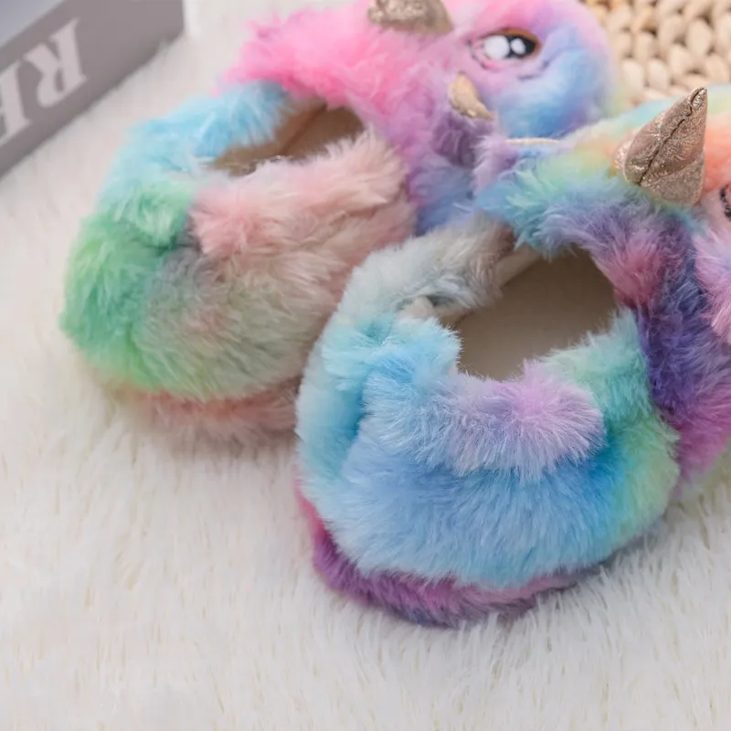 Winter Children's Slippers Boys Girls Home Slippers Cute Unicorn Rabbit Fashion Plush Shoes Comfortable Warm Winter Shoes