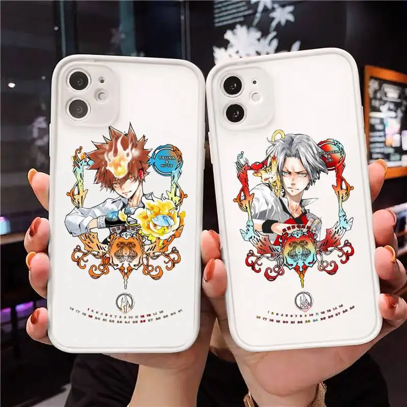 

Katekyo Hitman reborn Phone Case For iPhone 12 11 Mini Pro XR XS Max 7 8 Plus X Matte transparent White Cover