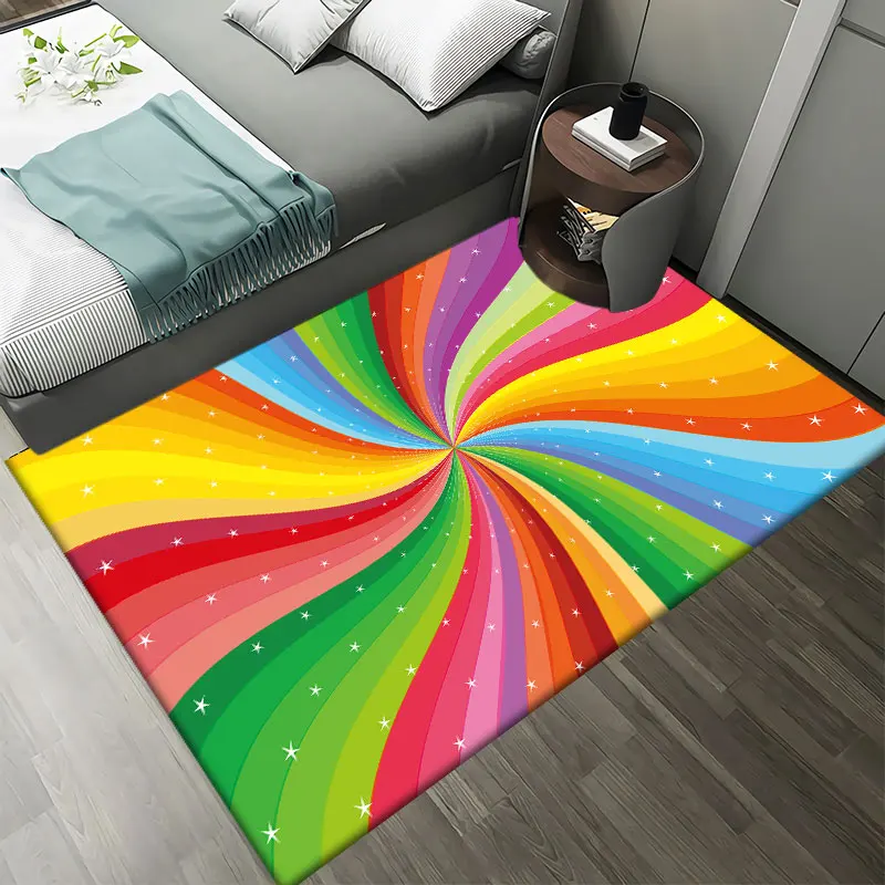 Радужный ковер для гостиной коврик ванной нескользящий мультяшный спальни кухни