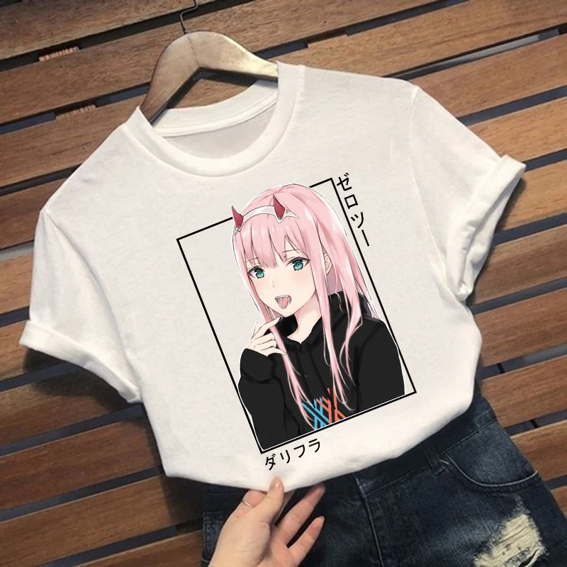 Hot Anime Graphic T shirt Darling in the Franxx Anime Zero TWO Kawaii Cartoon Tops Harajuku Print T Shirt y2k aesthetic t shirts