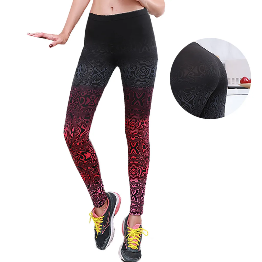 Модные женские градиентные штаны для йоги леггинсы с высокой талией стрейчевая