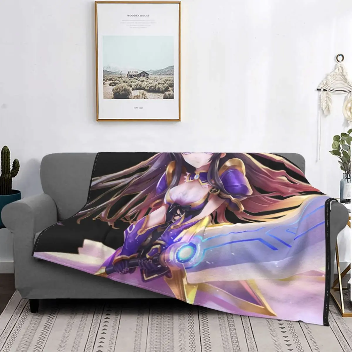 

Date A Live Yatogami Tohka Blanket Flannel Winter Anime Breathable Lightweight Throw Blankets for Bed Outdoor Bedspread