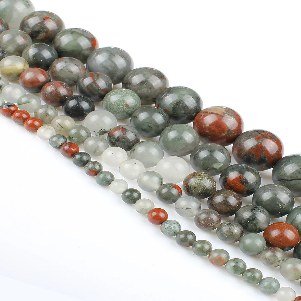 Натуральные драгоценные камни модные африканские кровяные круглые бусины