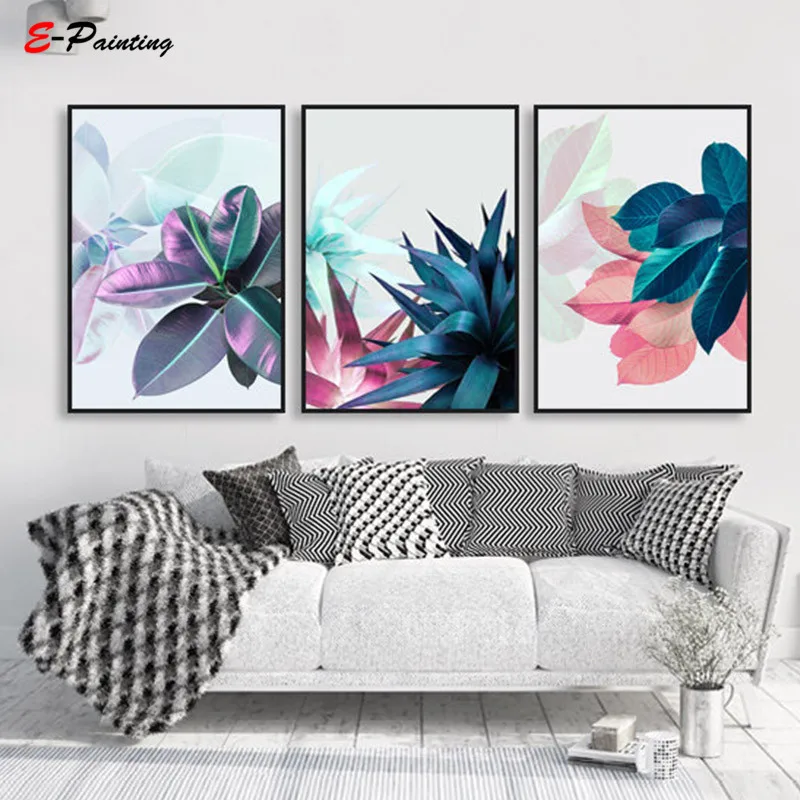 Современная Настенная живопись холст Картина лист тропического растения