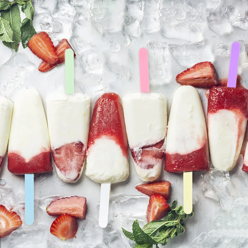 

10Pcs Colorful Acrylic Ice Cream Sticks Reusable Popsicle Stick Summer Birthday Party Cake DIY Decoration Wedding Supplies