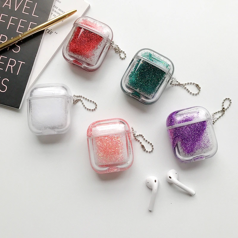 Новый жидкий зыбучий песок блестящий чехол для Airpods 2 беспроводной Bluetooth