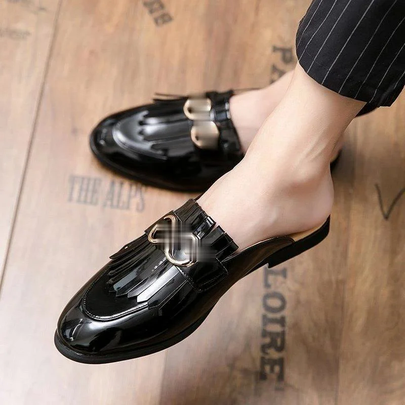 

Men's New Fashion Half-drag Sandals Indoor and Outdoor Leisure Basic Style Buckle Pu Leather Comfortable and Convenient YX193