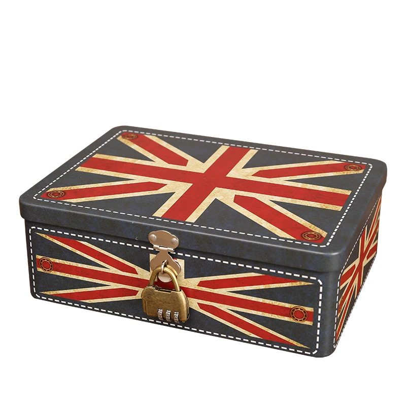 Металлическая коробка-органайзер в стиле ретро с замком и ключом | Дом сад