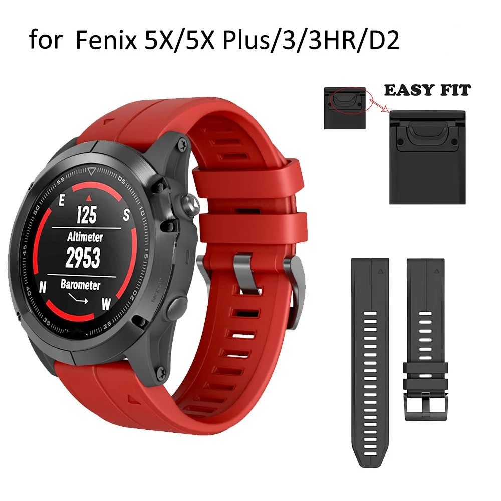 ANBEST силиконовый ремешок с быстросъемным ремешком для Fenix 5X 3 3HR 26 мм 22 5 Plus Forerunner