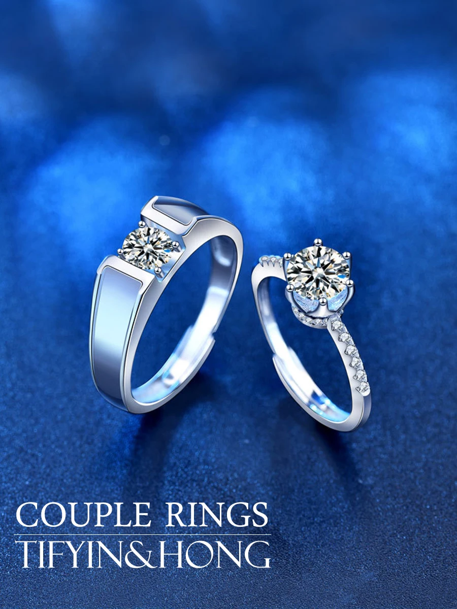 

S925 Silver Moissanite Ring for Couples, Sweet and Romantic Style, Holiday Gift, Exclusive for Couples