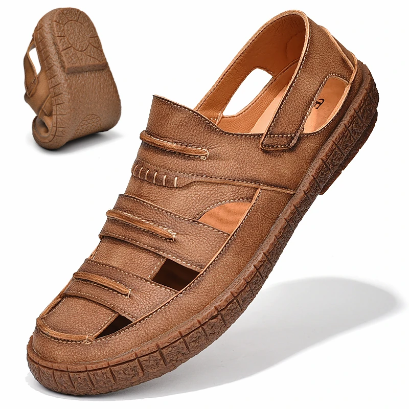 Туфли мужские из бычьей кожи дышащие Нескользящие перфорированные лоферы