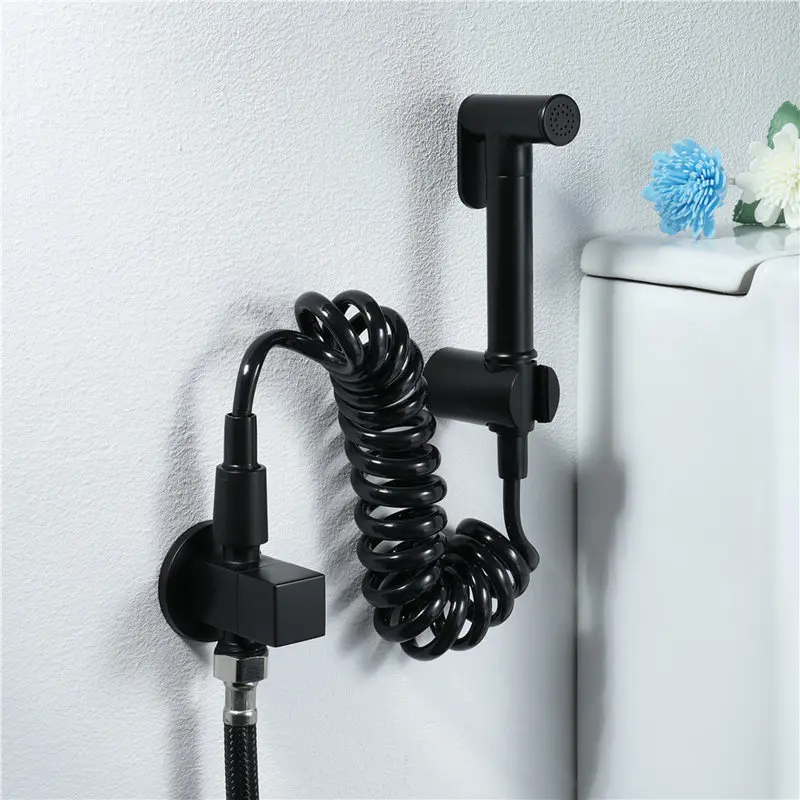 Free Shipping Matte Black Brass Handheld Bidet Spray Toilet Shattaf Sprayer Douche kit Jet Tap Holder Hose | Обустройство дома