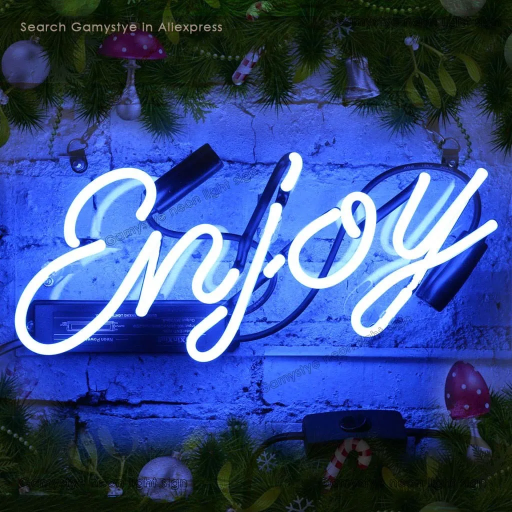 

Blue Enjoy Neon light neon sign indie room decor outdoor lighting Neon tube light sign Glass not led neon