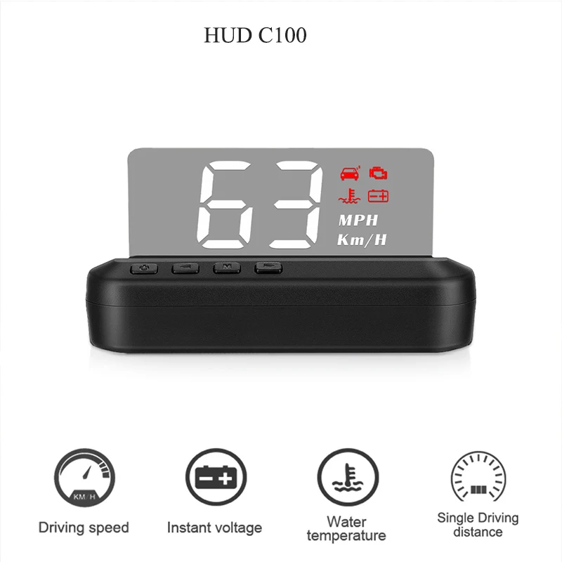 Автомобильный зеркальный дисплей OBD2 HUD цифровой скоростной проектор прочный