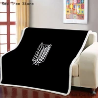 attack on titan sherpa blanket sofa bed throw blankets luxury black cover portable picnic travel use cartoon kids home textiles