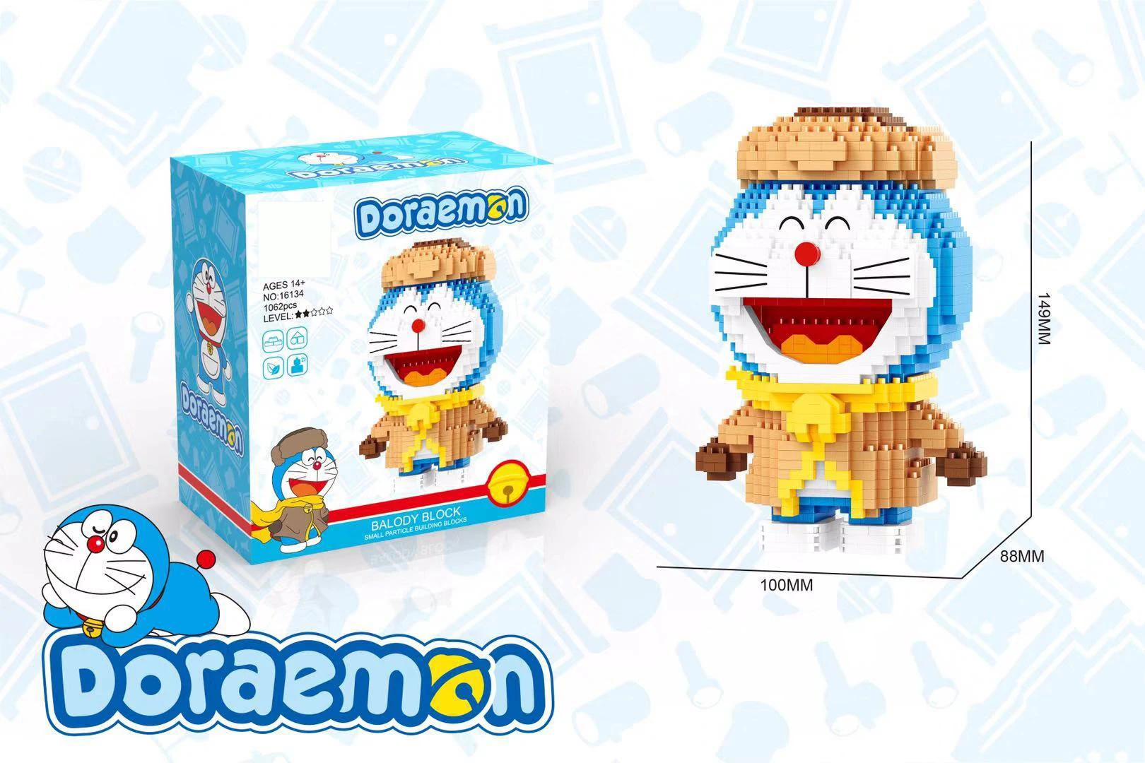 

2021 New Mini Blocks Big Model Size Doraemon Fat Blue Blocks Anime DIY Micro Building Block Toys Auction Model Toy Kids Gifts