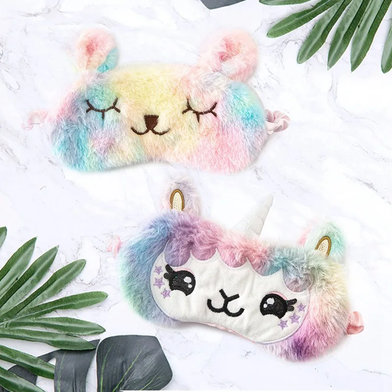 

1 шт., маска для глаз в виде единорога, мультяшная маска для сна, плюшевая маска для глаз, повязка на глаза, повязка на глаза, подходит для путе...