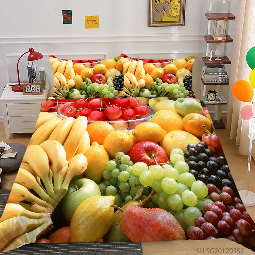 

Fruit Bedding Set Fashion Duvet Cover Set Adult Children Bed Quilt Cover Pillowcase Ideal Home Bed Set King Queen Full Double