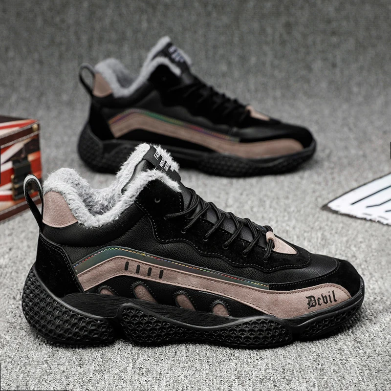 

2021 Spring New Men Casual Shoes Comfortable Warm Shoes Fashionable Light Shoes Outdoor Plus Velvet Shoes Non-Slip Outsole Shoe
