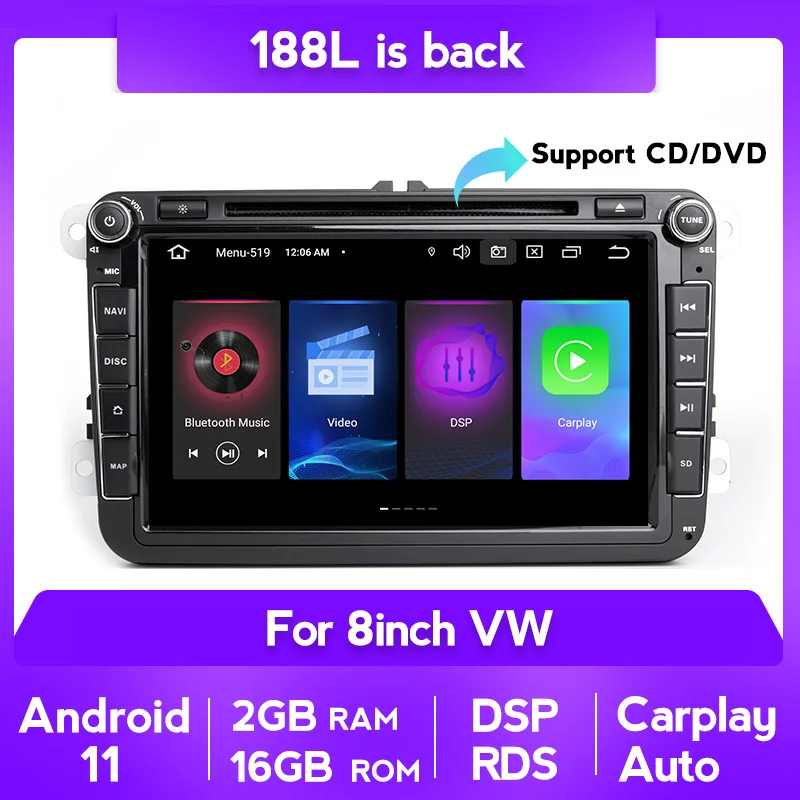 NaviFly Android 11 автомобильный мультимедийный плеер 2 Din DVD для