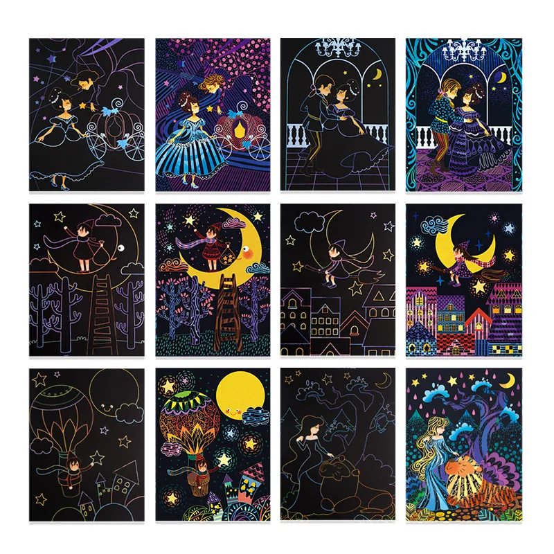 1 Набор 6 шт. волшебная сказка тема цвет фотоцвет открытки соскабливание рисунок