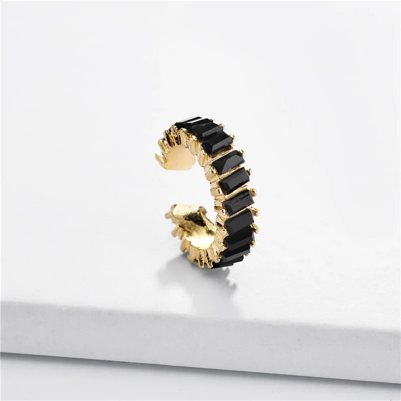 Clip Earring Pave Crystal Jeweled Colorful Ear Cuff Geometric C Shape Earclip Ladies Ear Cuff Fashion Brand Women Jewelry