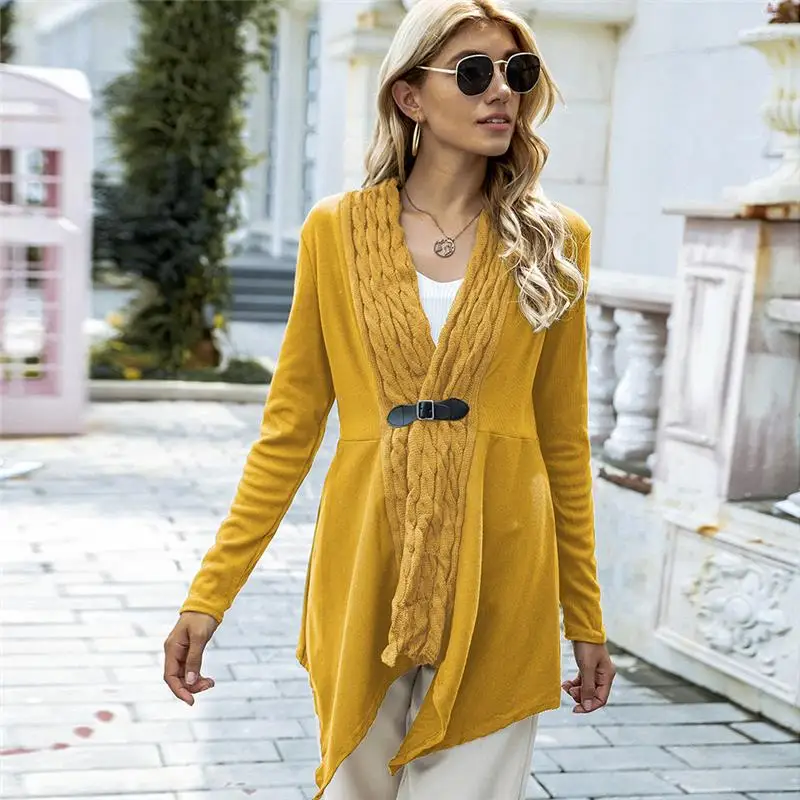 Женский свитер модный длинный кардиган вязаное Дешевое пикантное Женское пальто