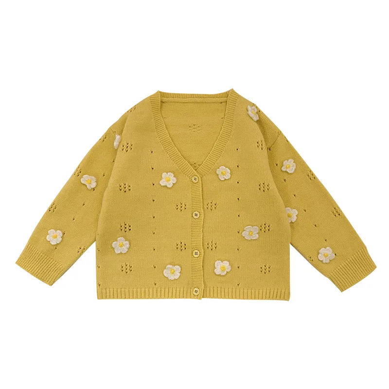 Весенне осенний Детский свитер вязаный для маленьких девочек Модная вязаная