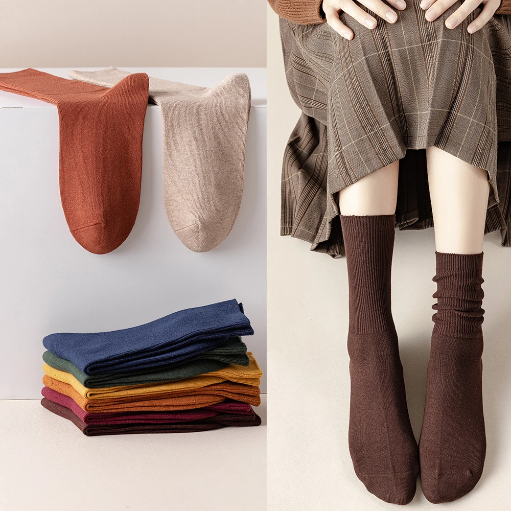 

Salina Women's Socks Winter New Year Christmas Pure Color Leisure Sports Thicken Warm Comfortable Fashion Thick Needle Cotton