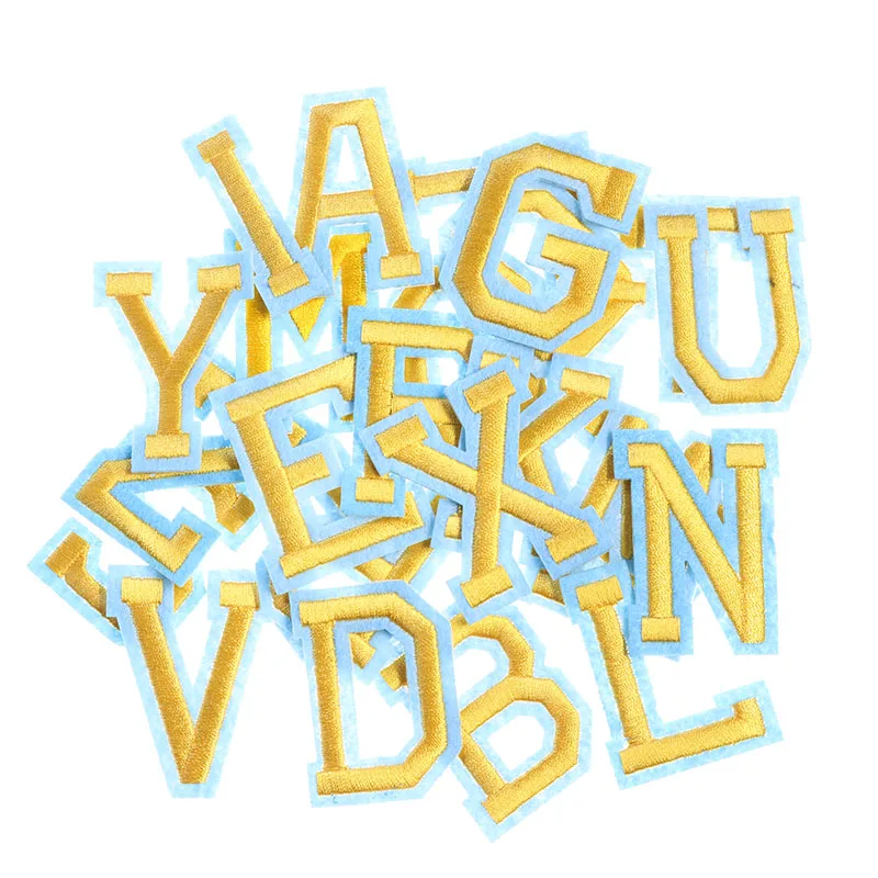 1 шт. вышивка с надписью на английском языке Золотая буква синее затенение