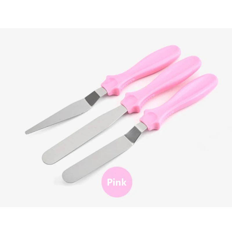 Pink 10 дюймов нержавеющая сталь крем шпатель для торта DIY украшения торта инструменты кухонные инструменты масло торт крем шпатель - Цвет: Pink