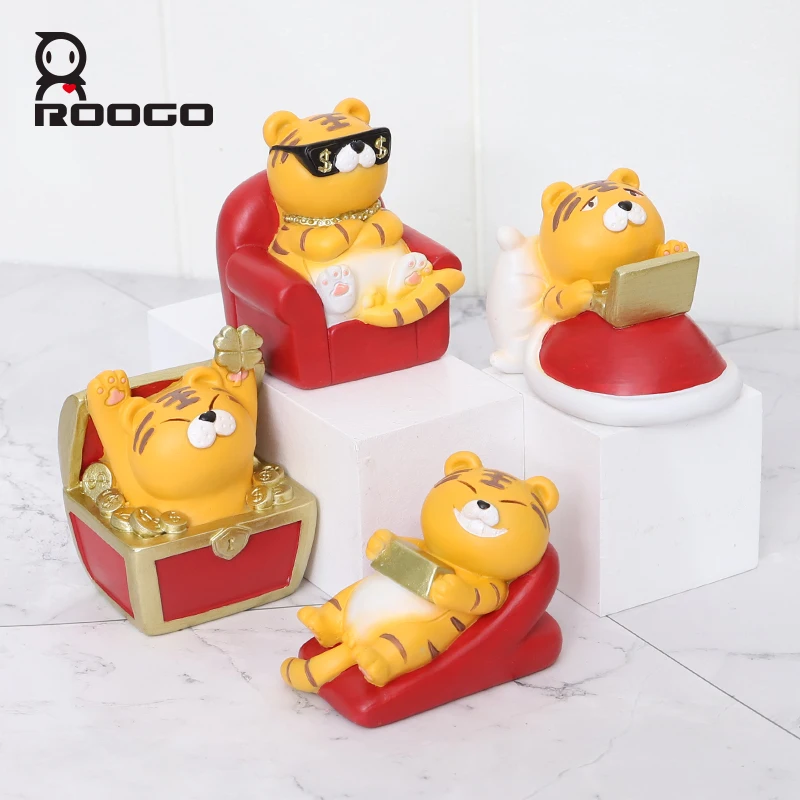 

Roogo New Design Cute Tiger Decoration Ornaments Figurines Miniature Gifts