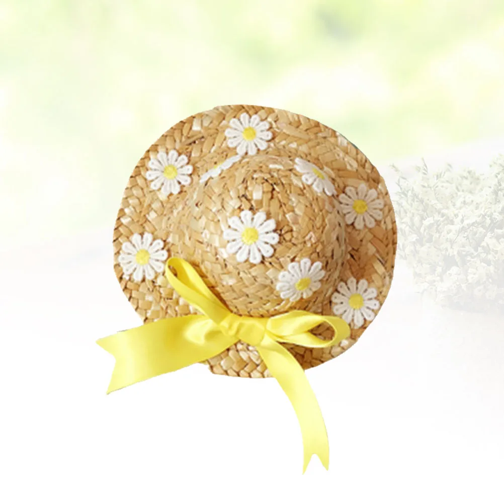 

1PC Pets Straw Hat Handcrafted Adjustable Floral Summer Spring Cats Dogs Pets Cap Daily Decor Sunhat