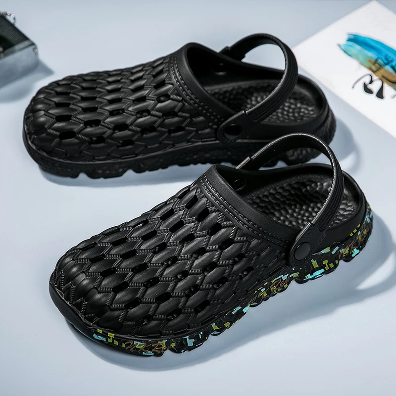 

Сандалии мужские с дырками, Повседневная пляжная обувь, для воды, Нескользящие, летние Тапочки