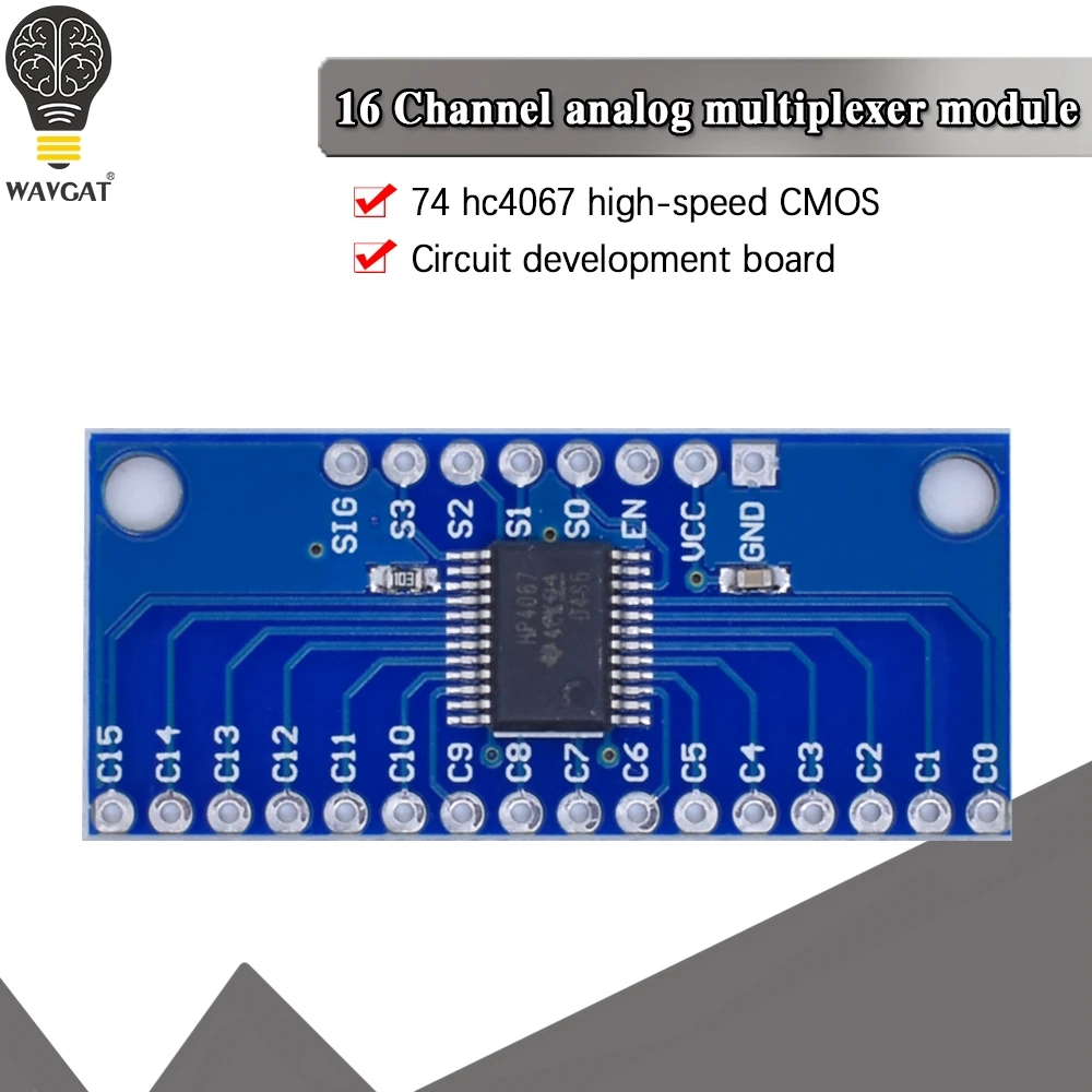 WAVGAT CD74HC4067 16 канальный с аналоговым и цифровым дисплеем мультиплексор