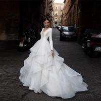 elegant a line beach ball gowns wedding dresses v neck long sleeves bridal evening gowns p rom dress princess dress vestidos