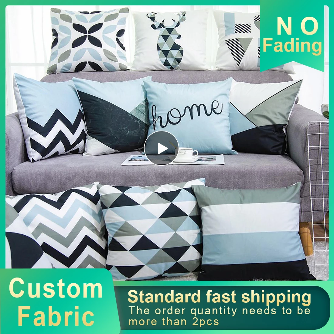 26sty наволочка в скандинавском стиле украшение сине серого цвета Геометрическая