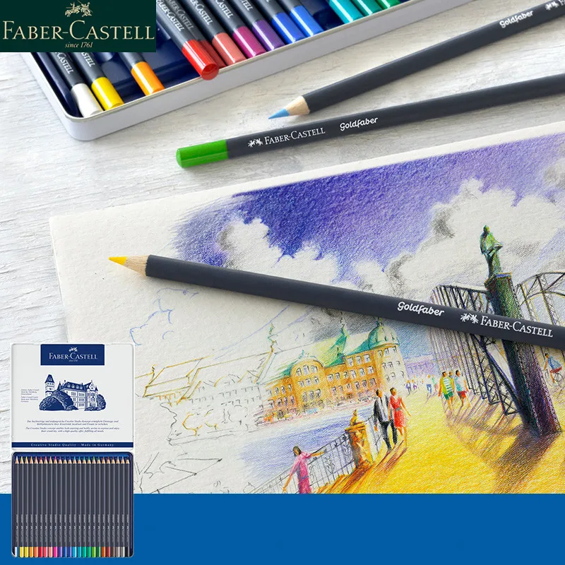 Faber Castell голубая серия Goldfaber масляный цветной карандаш разноцветная железная