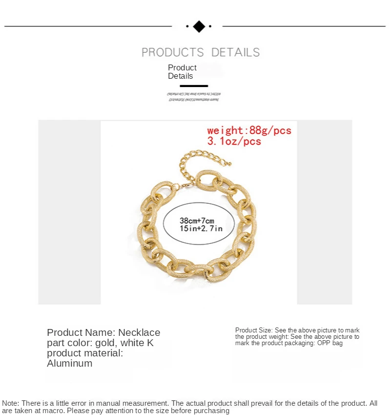 

AE-CANFLY 2020 New Fashion Punk Geometric Handmade Pattern Necklace Woman Hip Hop Big Thick Necklace on The Neck Jewelry gift