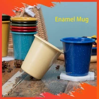 original creative drinkware fashion simple enamel water mug household old fashioned brushing mouth cup nostalgic coffee tea cup