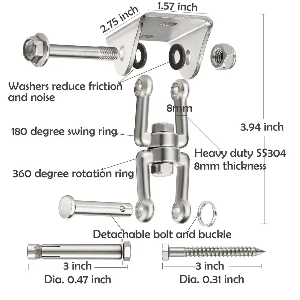 Вращающийся на 360 градусов гамак для йоги стул песочница качели крюк вешалка
