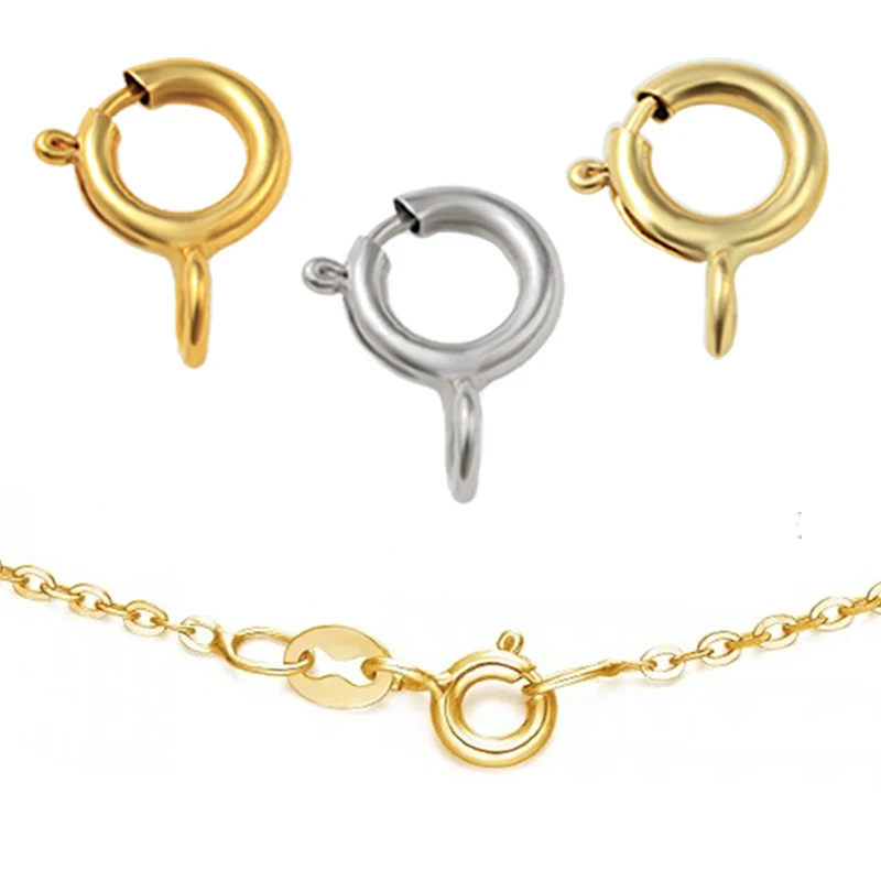 

10pcs/lot 18k Gold Plated Copper Round Spring Clasps Hook Bracelet Necklace Connector for Jewelry Making DIY Accessoies Supplies